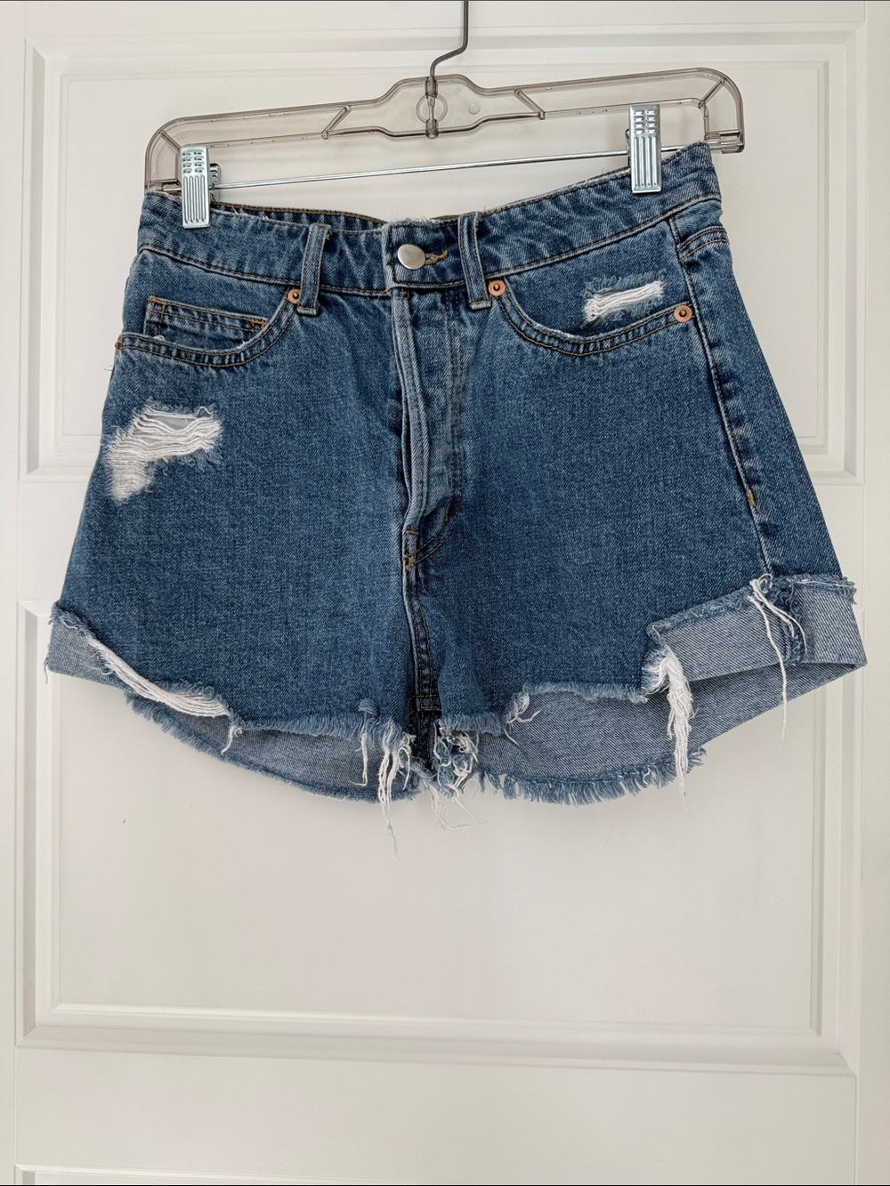 H&M Distressed Denim Jean Shorts - Blue